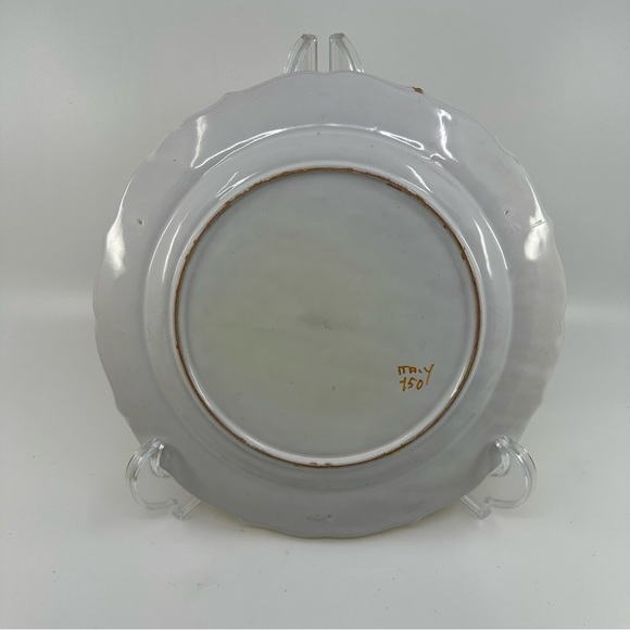 Vintage Made in Italy Hand Painted Turkey Plate.  Serve Ware Thanksgiving Farm - Picture 6 of 9